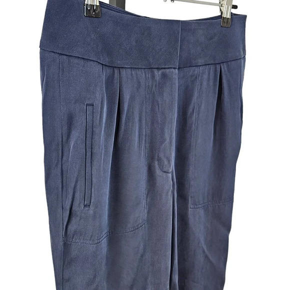 Kit and Ace Womens Silk Stretch Pants Size 4 Navy High Rise Cropped - Picture 8 of 9